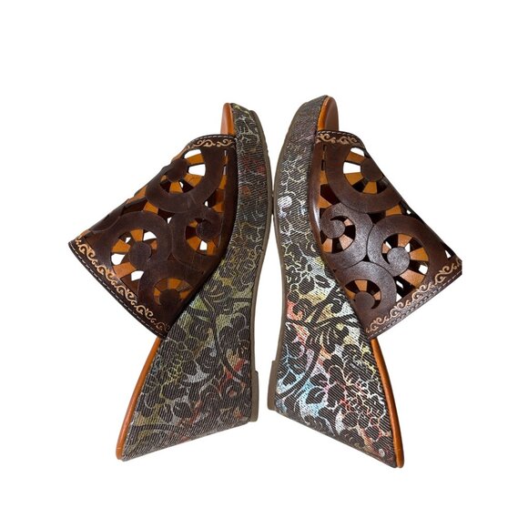 L'Artiste Spring Step Zoe Size 40 /9 Mules Sandals Platforms Laser Cut New Brown - Picture 8 of 13